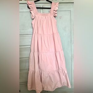 Sold!!! English Factory Women’s Cotton Maxi Dress Light Pink Tiered Ruffle
